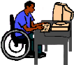 Student at computer desk cartoon